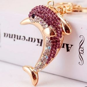 NWT DOLPHIN purple rhinestone purse charm/keychain
